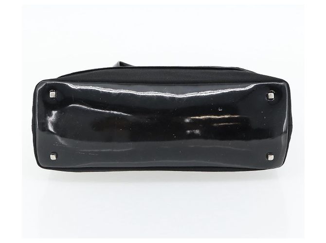 Borsa Salvatore Ferragamo in tela e pelle vernice Nero Argento Auth ka4464 - vista 5