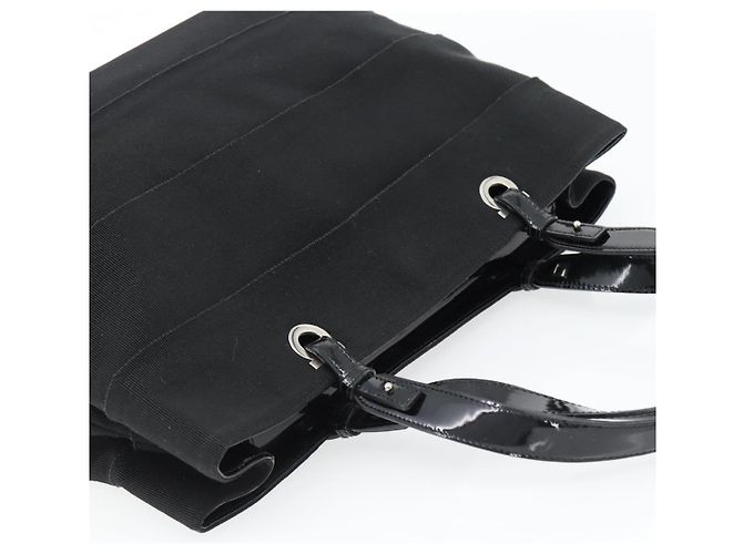 Borsa Salvatore Ferragamo in tela e pelle vernice Nero Argento Auth ka4464 - vista 6