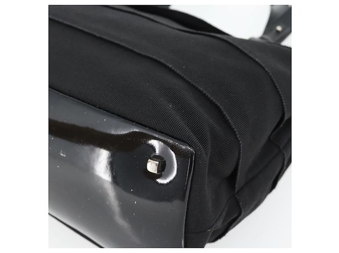 Borsa Salvatore Ferragamo in tela e pelle vernice Nero Argento Auth ka4464 - vista 9
