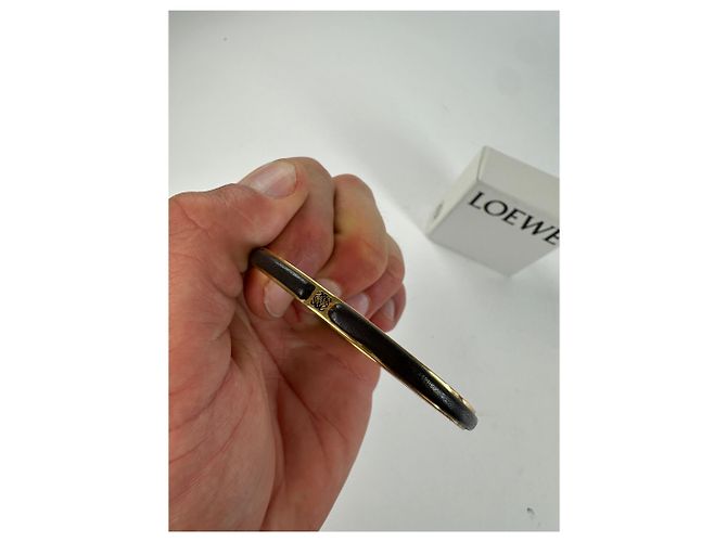 Bracciale rigido vintage Loewe in smalto Oro Nero - vista 2