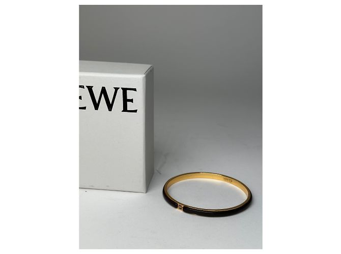Bracciale rigido vintage Loewe in smalto Oro Nero - vista 4