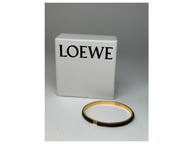 Bracciale rigido vintage Loewe in smalto Oro Nero - vista 6