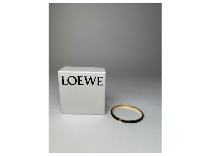 Bracciale rigido vintage Loewe in smalto Oro Nero - vista 8