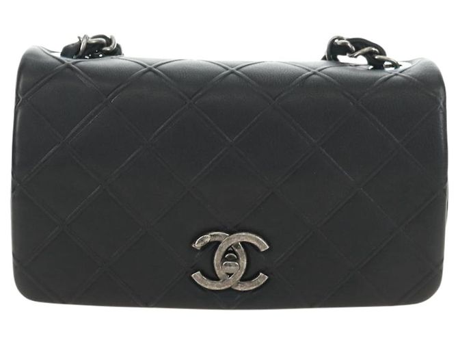 Borsa a tracolla con catena CHANEL Cosmos Line in pelle di agnello nera e argento CC Auth 181582SM Nero - vista 13