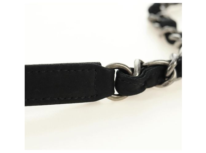 Borsa a tracolla con catena CHANEL Cosmos Line in pelle di agnello nera e argento CC Auth 181582SM Nero - vista 14