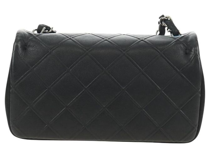Borsa a tracolla con catena CHANEL Cosmos Line in pelle di agnello nera e argento CC Auth 181582SM Nero - vista 2