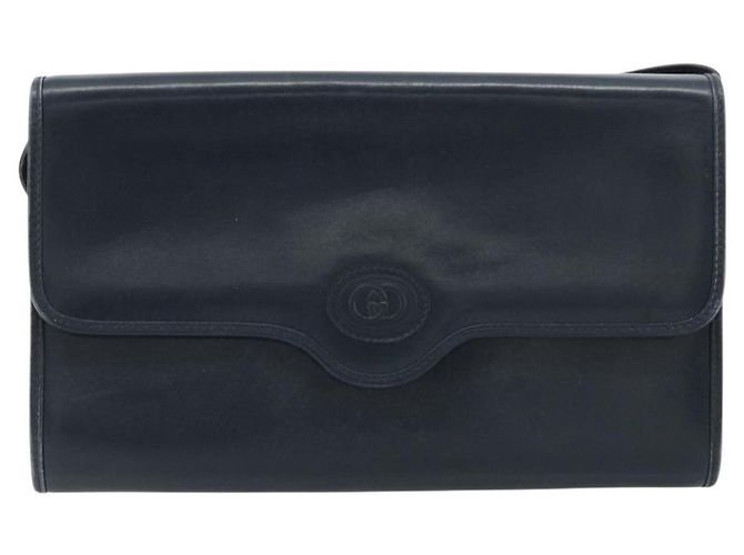 Borsa a tracolla GUCCI in pelle blu navy e oro Auth BA12947 D'oro - vista 13