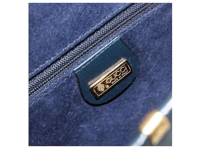 Borsa a tracolla GUCCI in pelle blu navy e oro Auth BA12947 D'oro - vista 19
