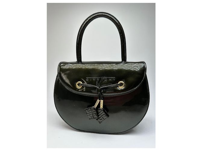 Vintage Givenchy Handtasche aus Lackleder Schwarz Gold - Ansicht 11