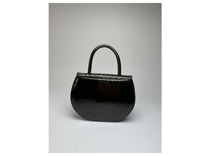 Vintage Givenchy Handtasche aus Lackleder Schwarz Gold - Ansicht 12