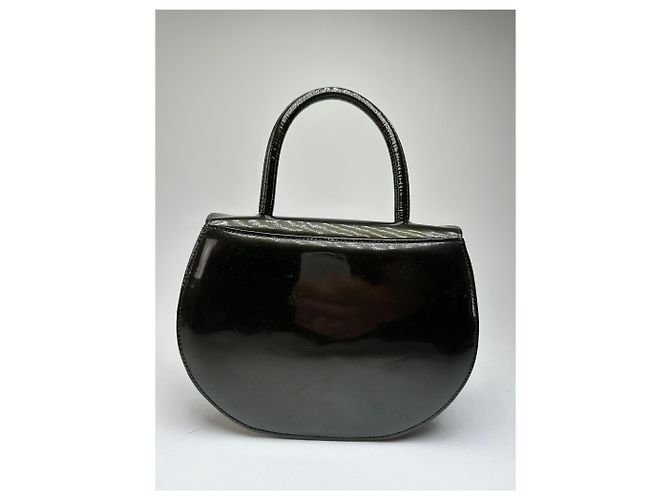 Vintage Givenchy Handtasche aus Lackleder Schwarz Gold - Ansicht 2