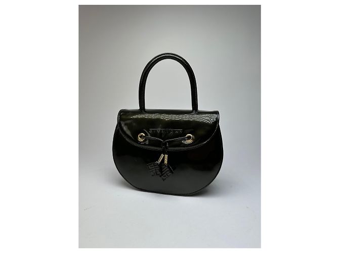 Vintage Givenchy Handtasche aus Lackleder Schwarz Gold - Ansicht 6