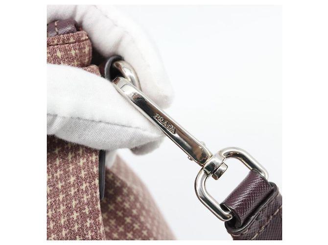 PRADA Handtasche Canvas 2way Rot Silber Auth 182354 - Ansicht 19