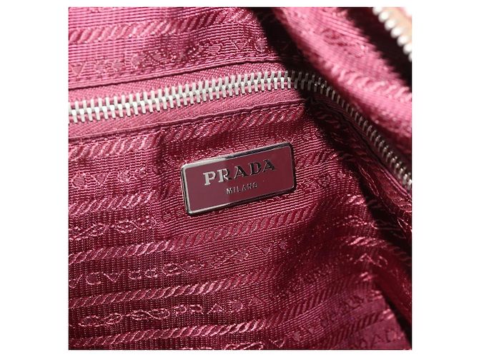 PRADA Handtasche Canvas 2way Rot Silber Auth 182354 - Ansicht 21