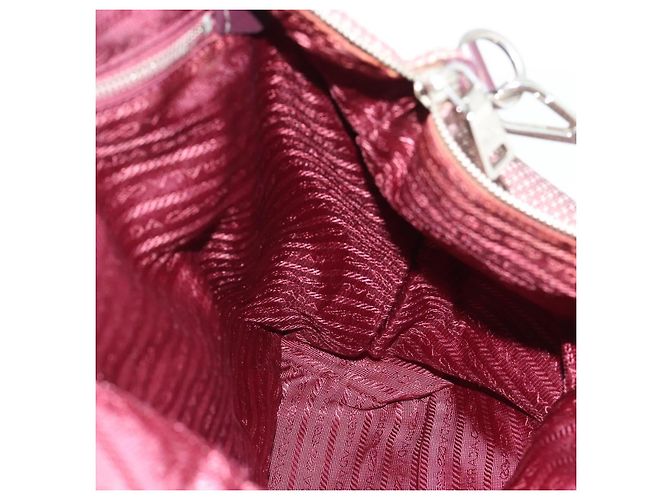 PRADA Handtasche Canvas 2way Rot Silber Auth 182354 - Ansicht 22