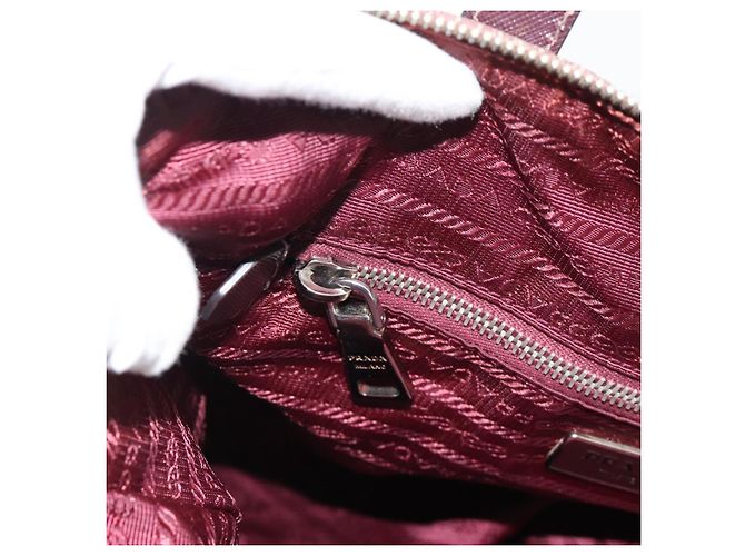 PRADA Handtasche Canvas 2way Rot Silber Auth 182354 - Ansicht 24