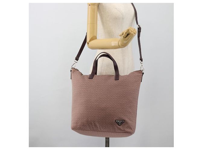 PRADA Handtasche Canvas 2way Rot Silber Auth 182354 - Ansicht 26