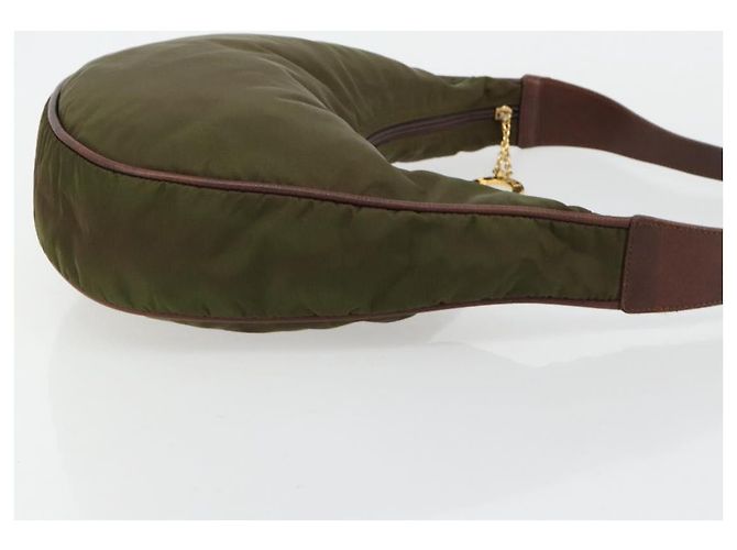 Céline Borsa a tracolla CELINE Circle Nylon Khaki Gold Auth 181636 D'oro Cachi - vista 3