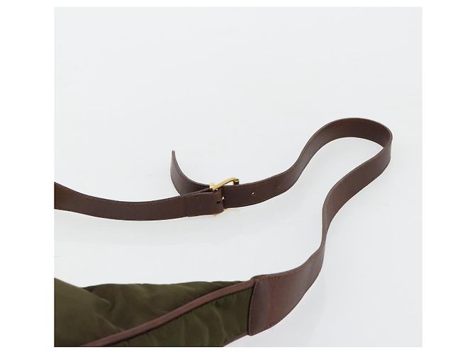 Céline Borsa a tracolla CELINE Circle Nylon Khaki Gold Auth 181636 D'oro Cachi - vista 8
