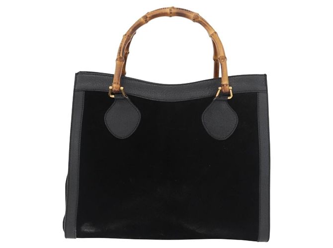 Borsa Tote GUCCI Bamboo in scamosciato nero e oro 002 1186 0260 Auth 180120 D'oro - vista 13