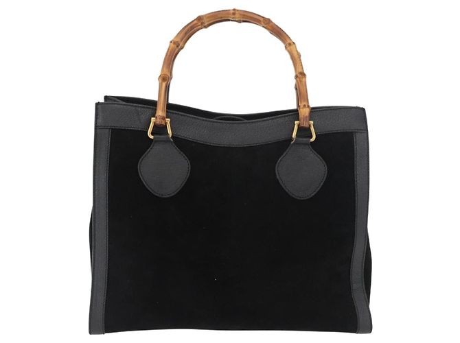 Borsa Tote GUCCI Bamboo in scamosciato nero e oro 002 1186 0260 Auth 180120 D'oro - vista 2