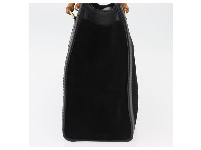 Borsa Tote GUCCI Bamboo in scamosciato nero e oro 002 1186 0260 Auth 180120 D'oro - vista 3