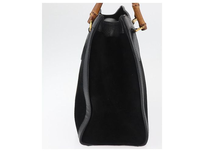 Borsa Tote GUCCI Bamboo in scamosciato nero e oro 002 1186 0260 Auth 180120 D'oro - vista 4