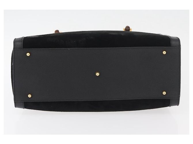 Borsa Tote GUCCI Bamboo in scamosciato nero e oro 002 1186 0260 Auth 180120 D'oro - vista 5