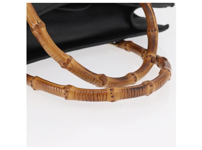 Borsa Tote GUCCI Bamboo in scamosciato nero e oro 002 1186 0260 Auth 180120 D'oro - vista 7