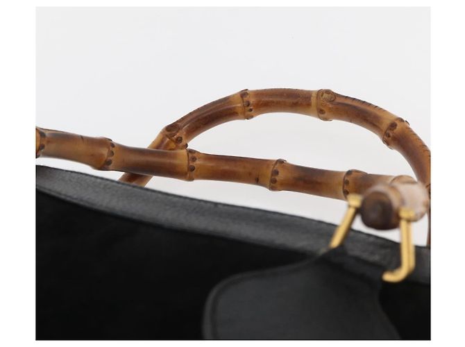 Borsa Tote GUCCI Bamboo in scamosciato nero e oro 002 1186 0260 Auth 180120 D'oro - vista 8