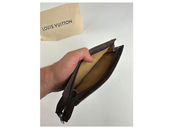 Pochette con zip in tela Monogram Louis Vuitton Vintage Marrone - vista 3
