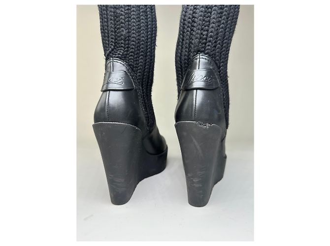 Botas de cano curto de malha e couro vintage Gucci pretas e douradas EU37 Preto - vista 9