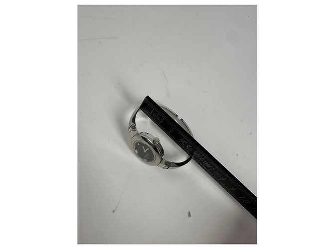 Orologio bracciale vintage Gucci in acciaio inossidabile argento e nero - vista 8