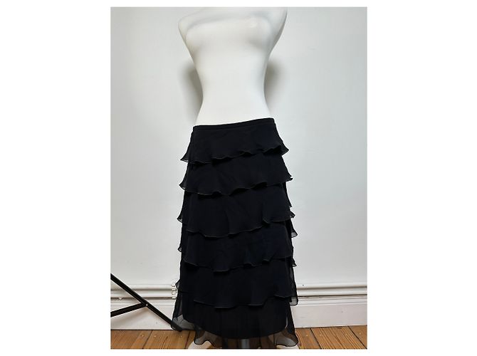 Gonna in chiffon vintage Armani Nera M Nero - vista 10