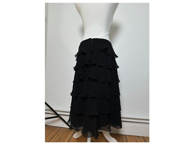 Gonna in chiffon vintage Armani Nera M Nero - vista 11