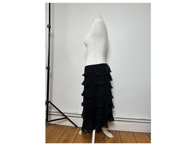 Gonna in chiffon vintage Armani Nera M Nero - vista 2