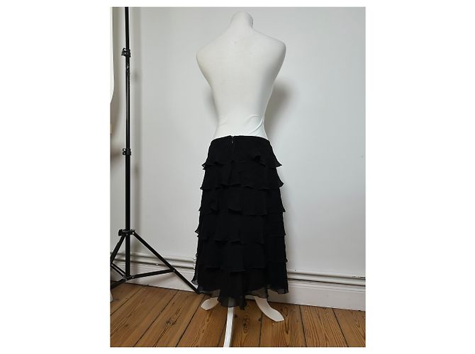 Gonna in chiffon vintage Armani Nera M Nero - vista 3