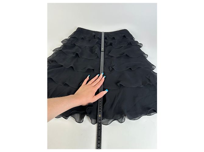 Gonna in chiffon vintage Armani Nera M Nero - vista 5
