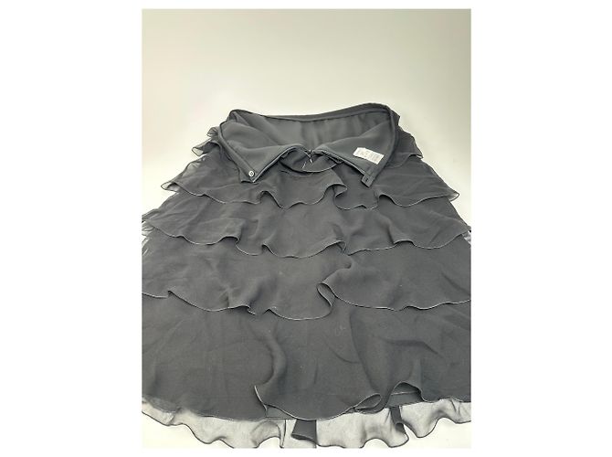 Gonna in chiffon vintage Armani Nera M Nero - vista 7