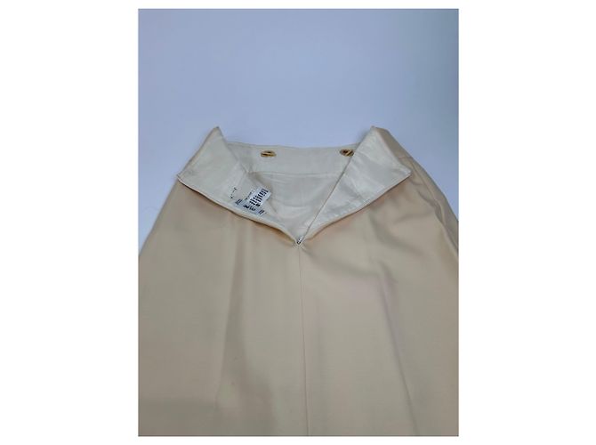 Céline Vintage Celine Wollrock Creme Goldene Kette M Beige - Ansicht 10