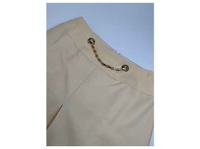 Céline Vintage Celine Wollrock Creme Goldene Kette M Beige - Ansicht 9