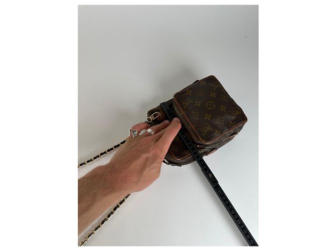Vintage Louis Vuitton Monogram Canvas Umhängetasche Braun Gold - Ansicht 11