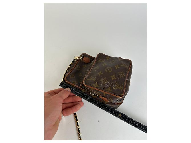 Vintage Louis Vuitton Monogram Canvas Umhängetasche Braun Gold - Ansicht 12