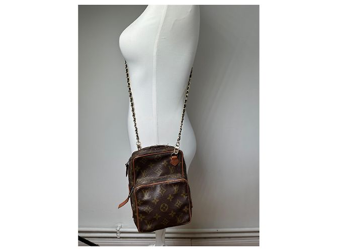 Vintage Louis Vuitton Monogram Canvas Umhängetasche Braun Gold - Ansicht 14