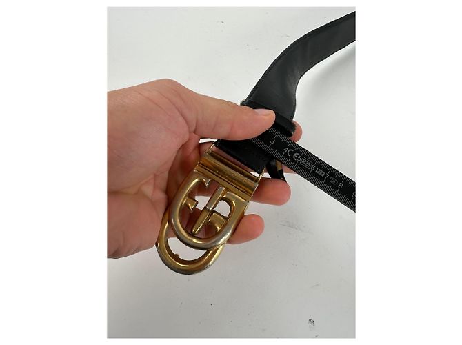 Vintage Gucci GG Logo Ledergürtel Schwarz Gold - Ansicht 10
