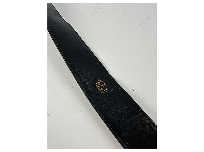 Vintage Gucci GG Logo Ledergürtel Schwarz Gold - Ansicht 12