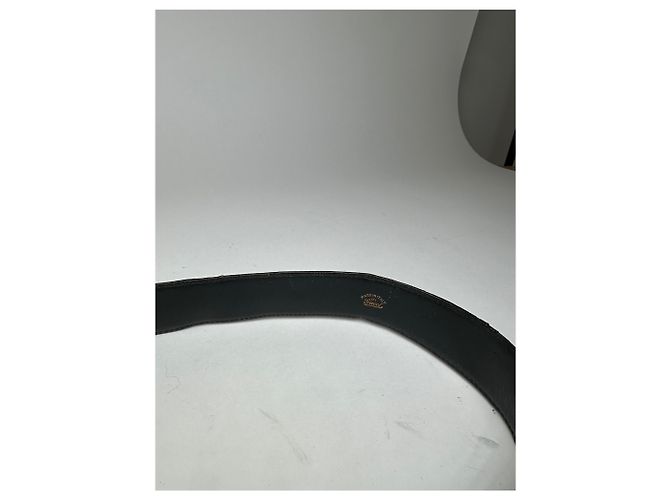 Vintage Gucci GG Logo Ledergürtel Schwarz Gold - Ansicht 2