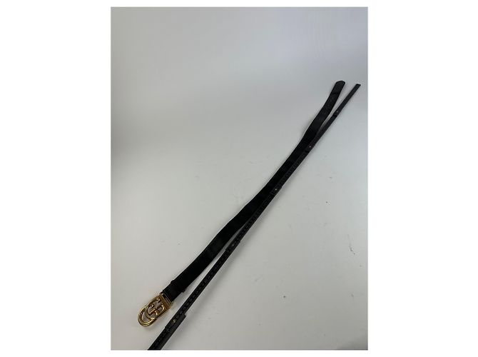 Vintage Gucci GG Logo Ledergürtel Schwarz Gold - Ansicht 8