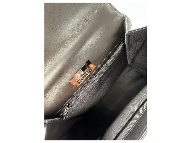 Vintage Givenchy Leder Schultertasche Schwarz Silber - Ansicht 10