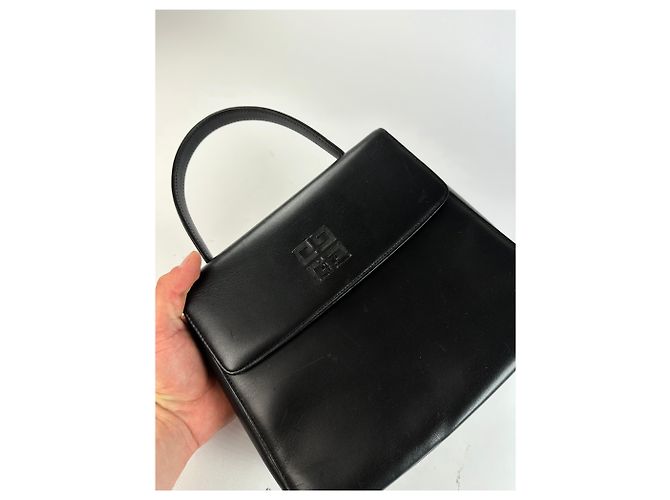 Vintage Givenchy Leder Schultertasche Schwarz Silber - Ansicht 11